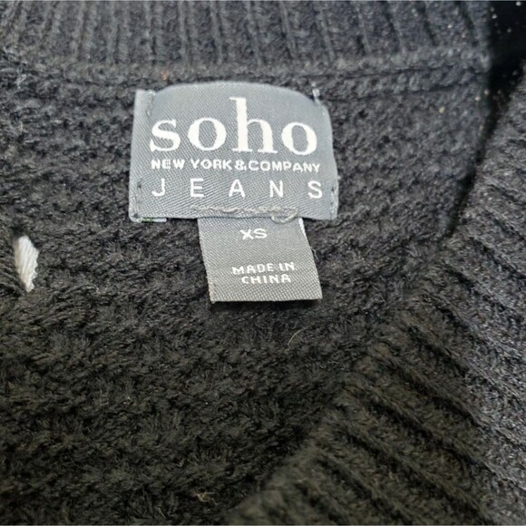 SOHO Jeans Black Textured Knit Sweater – Size XS – Lace-Up Back - Picture 5 of 7